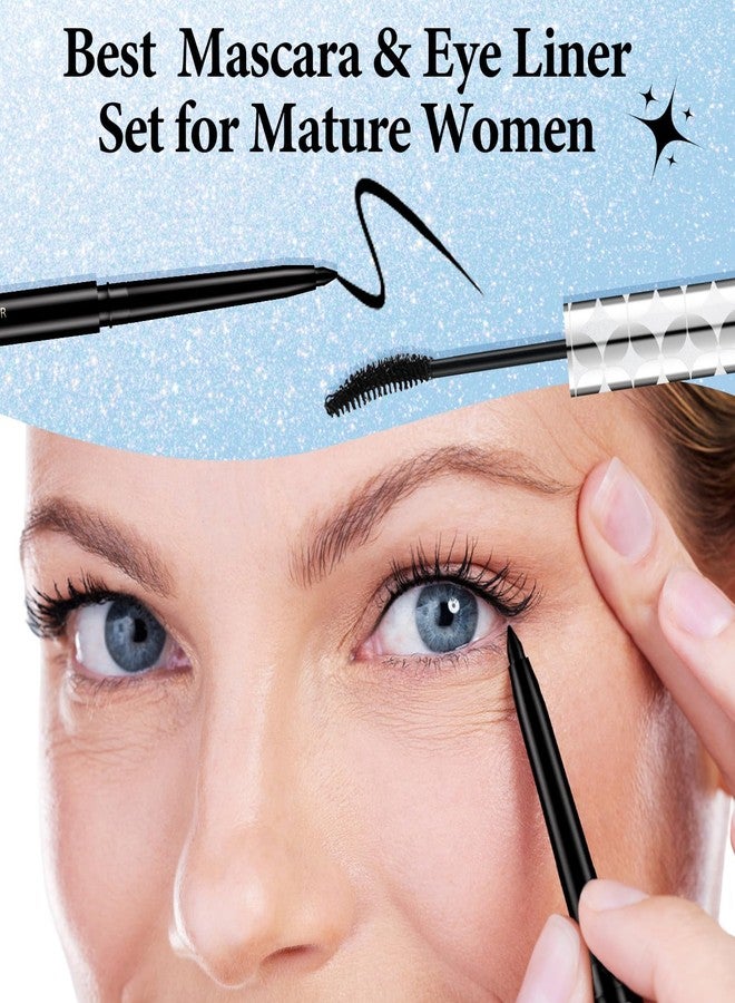 MUREND 2PCS Black Mascara for Older Women 60 Plus and Eyeliner Pencil Set,Mascara Volume and Length for Mature Women,Cream Eye Liner Gel Pencil,Waterproof Smudge Proof Long Lasting - Image 2
