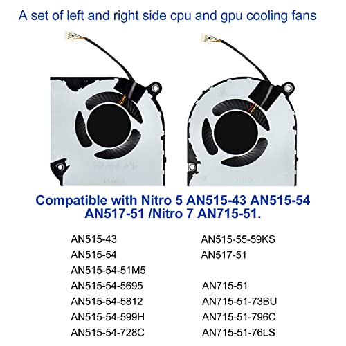 S-Union New CPU+GPU Cooling Fan Replacement for Nitro 5 AN515-43, AN515-54, AN517-51, Acer Nitro 7 AN715-51 Series Game Laptop (with Thermal Paste and Spatula) - Image 4