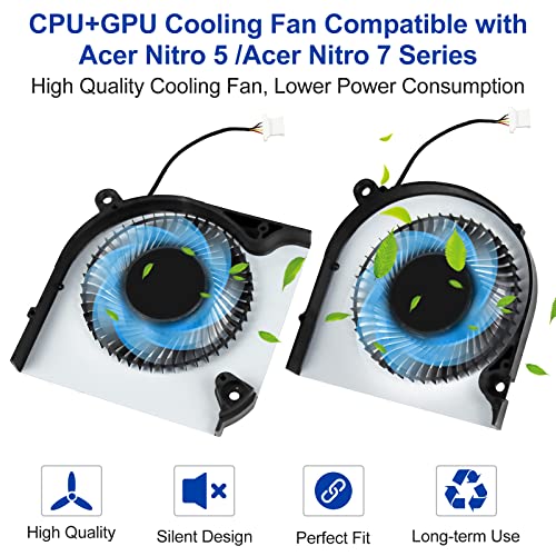 S-Union New CPU+GPU Cooling Fan Replacement for Nitro 5 AN515-43, AN515-54, AN517-51, Acer Nitro 7 AN715-51 Series Game Laptop (with Thermal Paste and Spatula) - Image 2