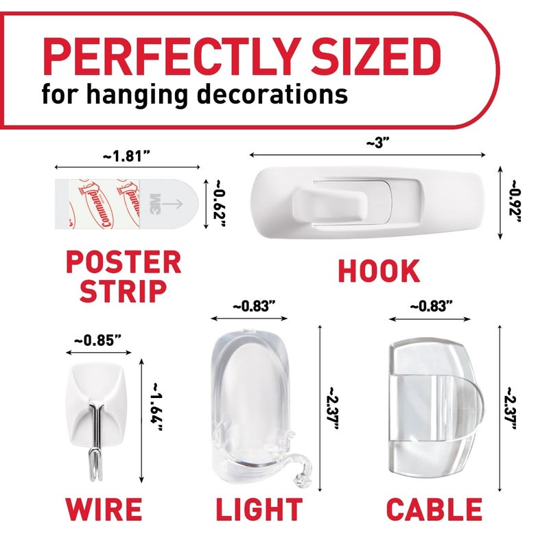 Command Hang and Decorate Kit, 6 Small Toggle Hooks, 2 Medium Utility Hooks, 4 Medium Cord Clips, 10 Light Clips, and 20 Poster Strips, Dorm Room Essentials - Image 2