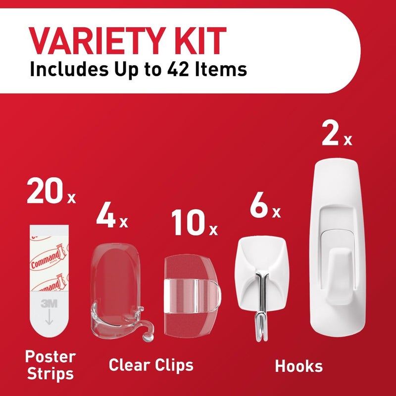 Command Hang and Decorate Kit, 6 Small Toggle Hooks, 2 Medium Utility Hooks, 4 Medium Cord Clips, 10 Light Clips, and 20 Poster Strips, Dorm Room Essentials - Image 3