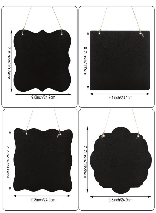 CertBuy 16 Pack Hanging Chalkboard Signs with String, Double-Sided Erasable Message Boards for Wedding, Bar, Cafe, Restaurant, Memo, Party Decorations (4 Shapes) - Image 2
