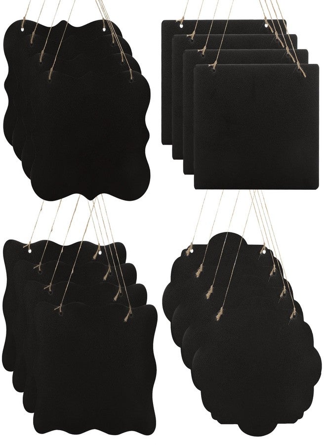 CertBuy 16 Pack Hanging Chalkboard Signs with String, Double-Sided Erasable Message Boards for Wedding, Bar, Cafe, Restaurant, Memo, Party Decorations (4 Shapes) - Image 1
