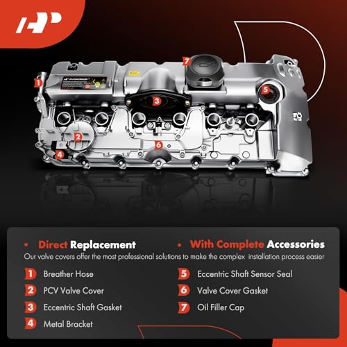 A-Premium Upgraded Aluminum Engine Valve Cover Kit - Compatible with BMW (E60 E70 E82 E83 E84 E89 E90 E92) Model - 2007-2013 - 2.5L 3.0L - 125i 128i 130i 323i 325i 328i 525i 528i 530i X1 X3 X5 Z4 - Image 3