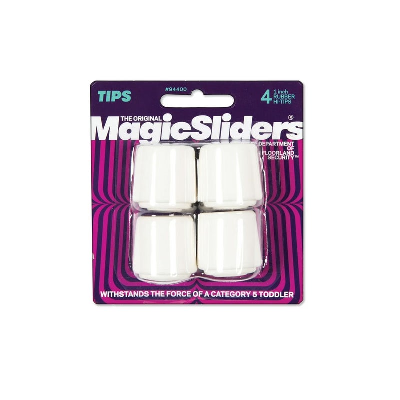 ماجيك سلايدرز أغطية أرجل الأثاث المطاطية ماجيك سلايدرز – عبوة من ٤ قطع، مقاس ١ بوصة، لون أبيض