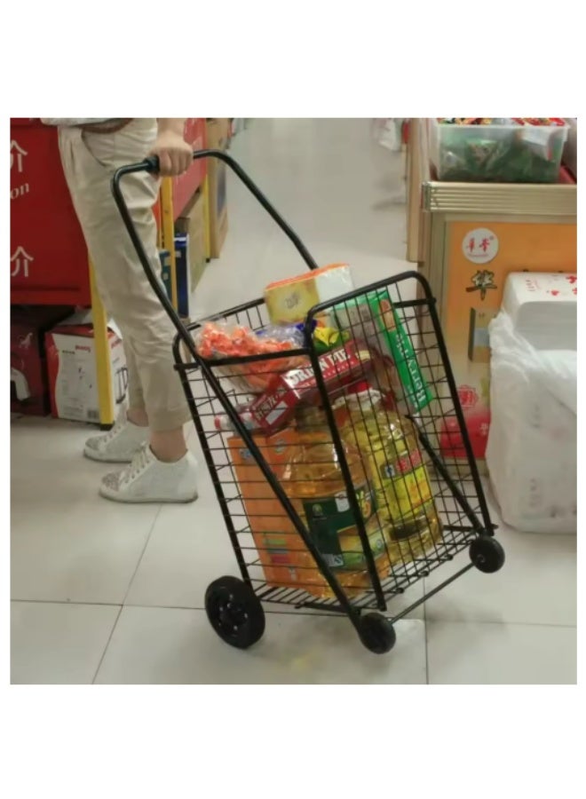 سيسلي عربة تسوق قابلة للطي، عربة تسوق قابلة للطي بعجلات، عربة تسوق محمولة كبيرة السعة، عربة تسوق سلة غسيل قابلة للتعديل، للتسوق في محلات السوبر ماركت ومراكز التسوق والسفر - Image 5
