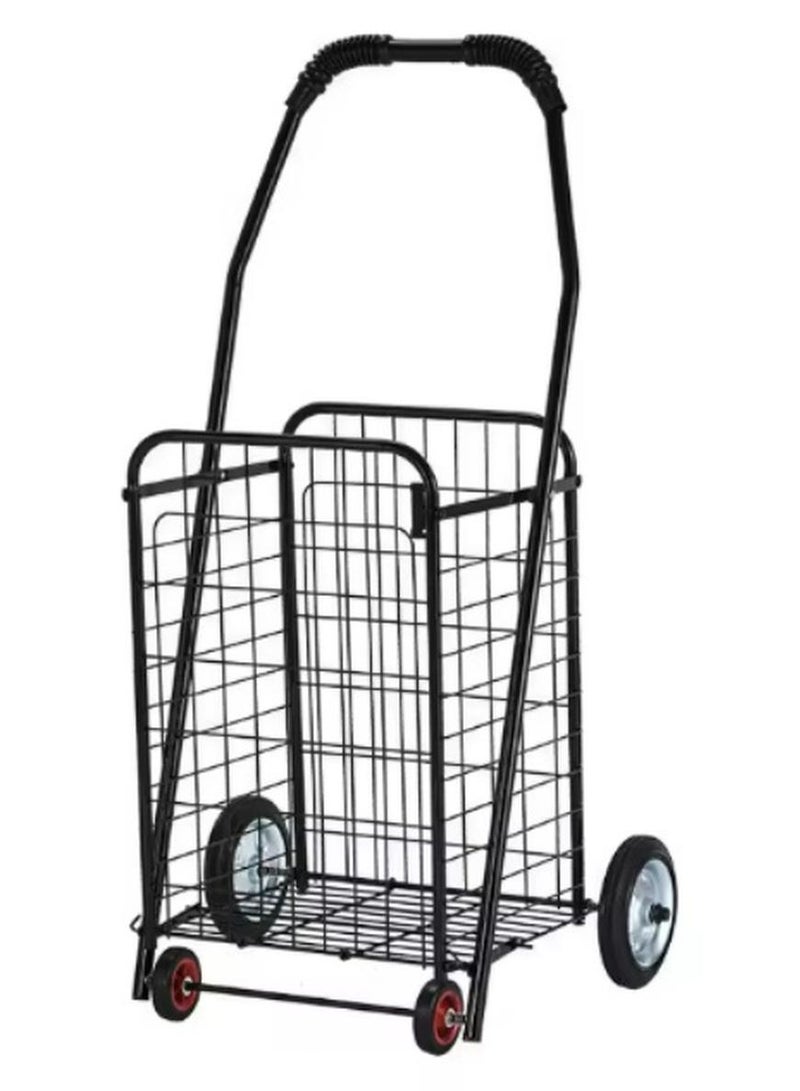 سيسلي عربة تسوق قابلة للطي، عربة تسوق قابلة للطي بعجلات، عربة تسوق محمولة كبيرة السعة، عربة تسوق سلة غسيل قابلة للتعديل، للتسوق في محلات السوبر ماركت ومراكز التسوق والسفر - Image 1