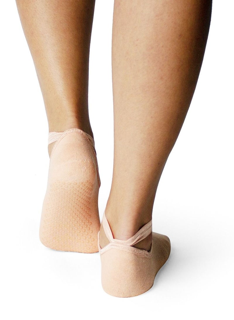 Prickly Pear Peach Non-Slip Barre/Yoga/Pilates Socks, Womens, One Size Fits Most - Image 3