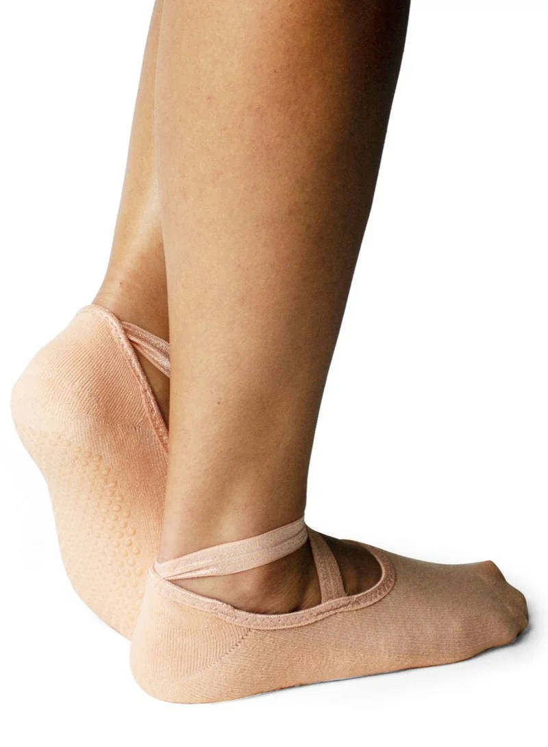 Prickly Pear Peach Non-Slip Barre/Yoga/Pilates Socks, Womens, One Size Fits Most