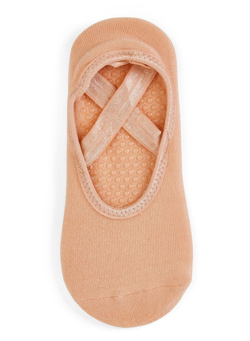Prickly Pear Peach Non-Slip Barre/Yoga/Pilates Socks, Womens, One Size Fits Most - Image 4