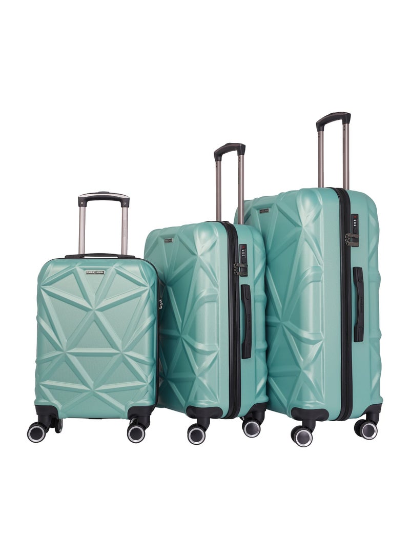 PARAJOHN Matrix ABS Material 3-Piece Hardsided Luggage Set | 4-Wheel Spinner Trolley | Small (10kg), Medium (20kg), Large (30kg] green - Image 1