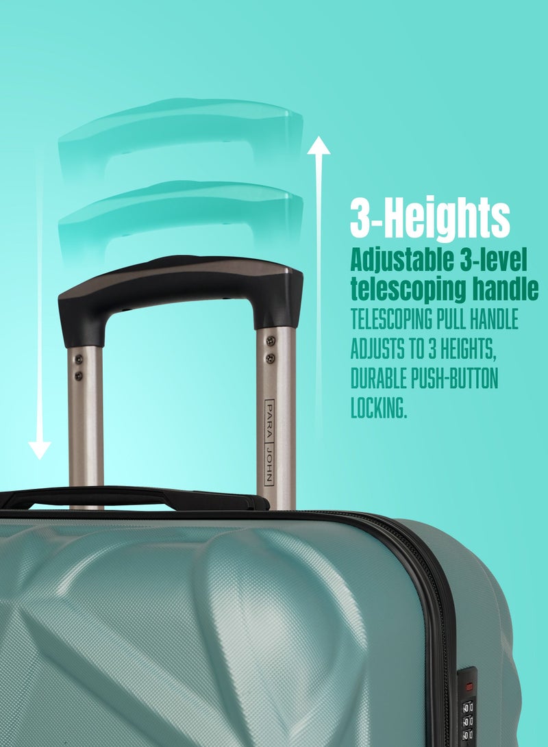 PARAJOHN Matrix ABS Material 3-Piece Hardsided Luggage Set | 4-Wheel Spinner Trolley | Small (10kg), Medium (20kg), Large (30kg] green - Image 2