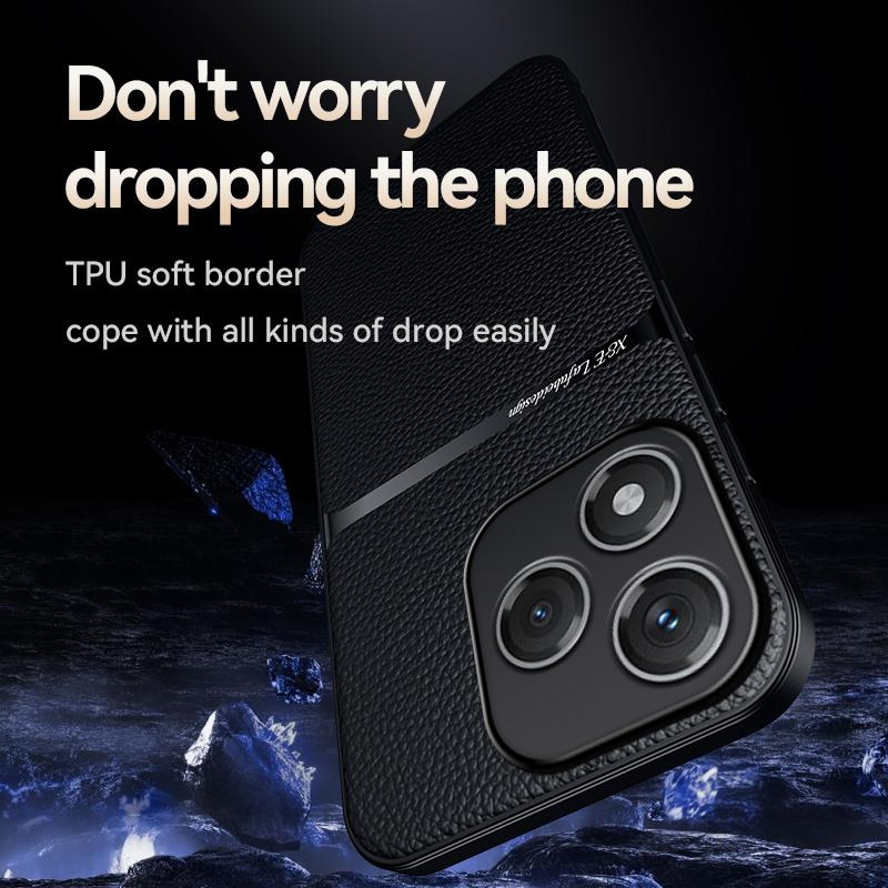 erorex For Honor 400 Lite Global Litchi Leather Magnetic Full Coverage Shockproof Phone Case(Navy Blue) - Image 4