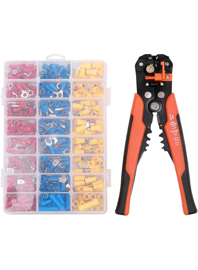 promass Multifunctional Cable Wire Stripper Cutter, Crimping Stripping Plier Tool,5-in-1 Automatic Wire Stripper for Wire Stripping, Cutting, Crimping，Wire with 400pcs Connectors - Image 1