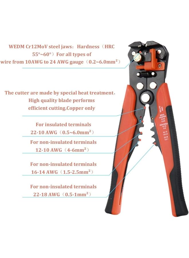 promass Multifunctional Cable Wire Stripper Cutter, Crimping Stripping Plier Tool,5-in-1 Automatic Wire Stripper for Wire Stripping, Cutting, Crimping，Wire with 400pcs Connectors - Image 2