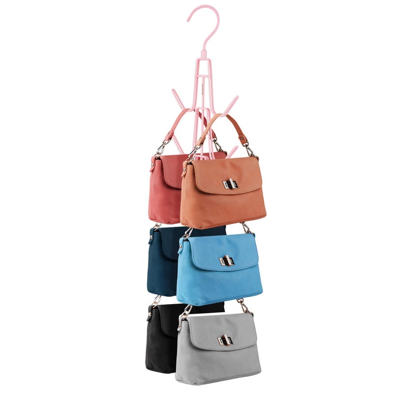 ZEDODIER ZEDODIER Purse Hanger Organizer for Closet Hanging Bag Holder Keeping Purses Visible and in Good Condition Metal Handbag Storage Hook Backpack Rack Space Saving Hanger Pink 