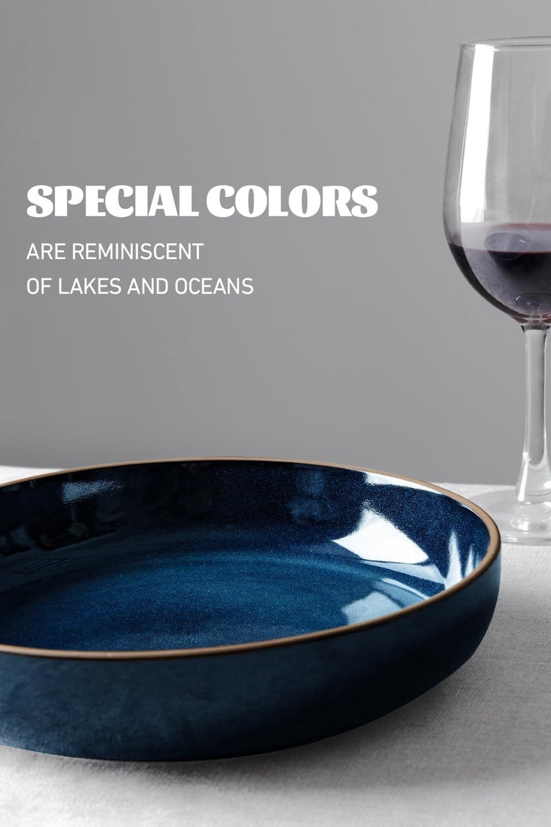 famiware Nature Pasta Bowls Set of 4 85 inch Salad Bowl Serving Bowls for Kitchen Bowl Set Dishwasher and Microwave Safe Midnight Blue - Image 5