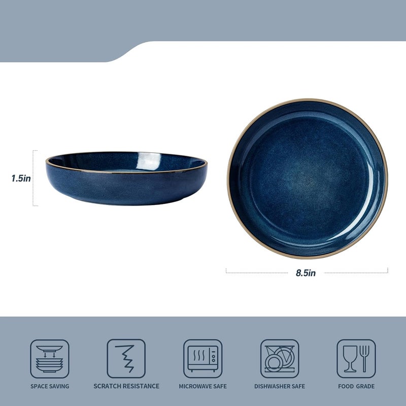 famiware Nature Pasta Bowls Set of 4 85 inch Salad Bowl Serving Bowls for Kitchen Bowl Set Dishwasher and Microwave Safe Midnight Blue - Image 4