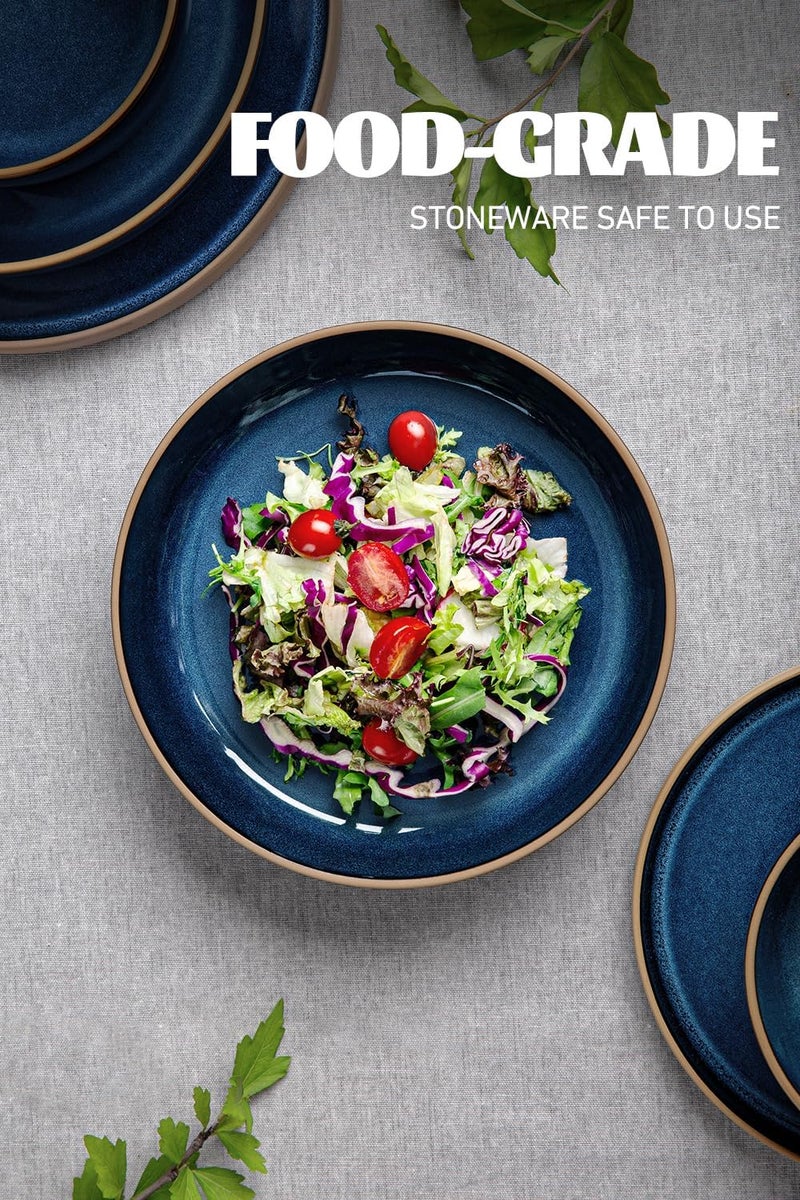 famiware Nature Pasta Bowls Set of 4 85 inch Salad Bowl Serving Bowls for Kitchen Bowl Set Dishwasher and Microwave Safe Midnight Blue - Image 2