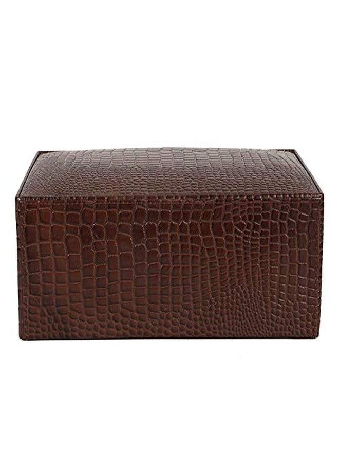 Red Cherry Leather 3 Tray Jewelry Box, Brown - Image 5