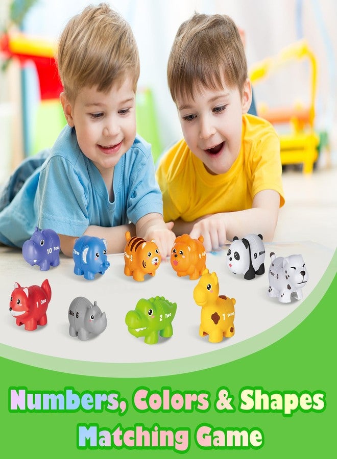 HAPPYMATE 20PCS Animal Number Matching Learning Toys for Toddlers 2-4, 10 Different Animal Figures, Montessori Educational Toys Gifts for Boy Girl, Preschool Learning Activities, Double Sided Matching Game - Image 3