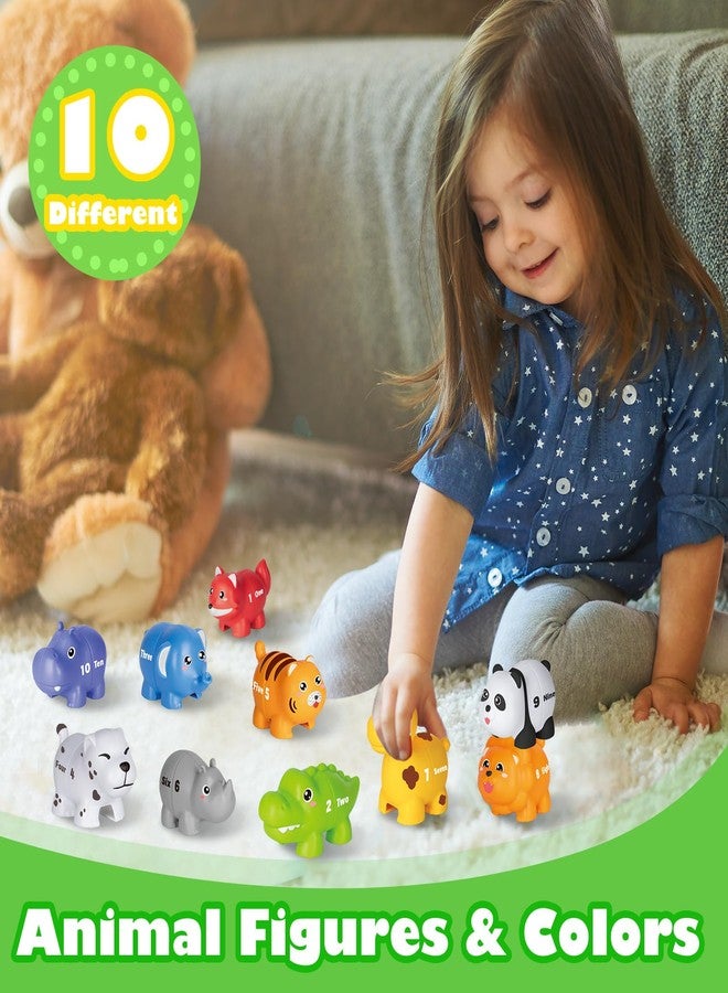 HAPPYMATE 20PCS Animal Number Matching Learning Toys for Toddlers 2-4, 10 Different Animal Figures, Montessori Educational Toys Gifts for Boy Girl, Preschool Learning Activities, Double Sided Matching Game - Image 2