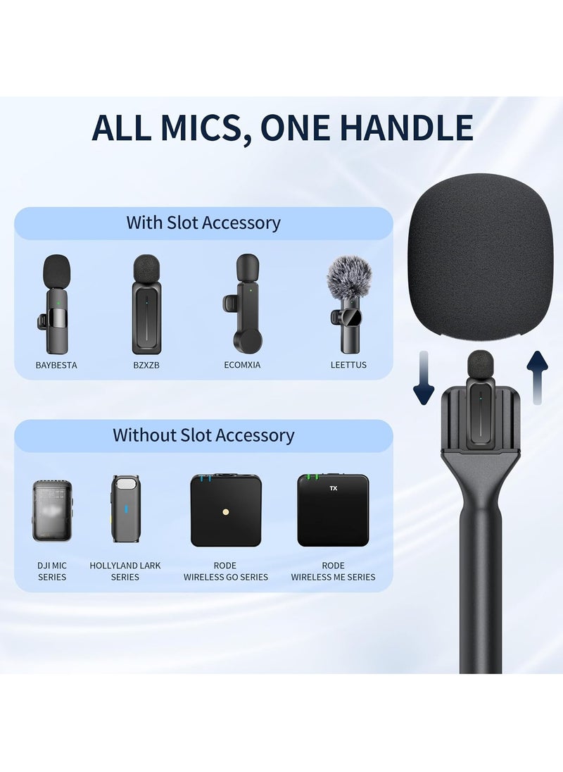 TIGER Wireless Interview Microphone Handheld Adapter – Wireless Lavalier Mic Handle Mount for Rode Wireless GO, DJI Mic, Hollyland Lark Lapel Mic, Ideal for Vlogging, Interviews, Podcasts & Reports  - Image 3
