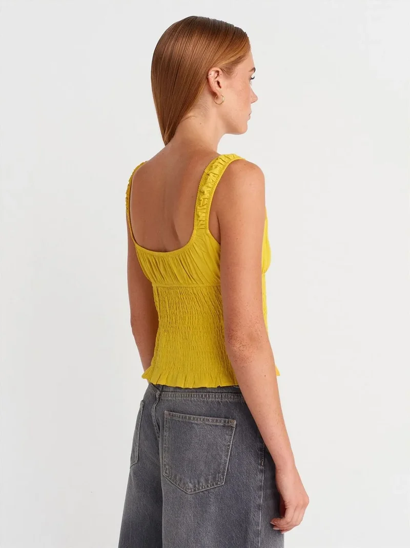 ديلفين DILVIN Fitted Crop Sleeveless Tie-Front Blouse