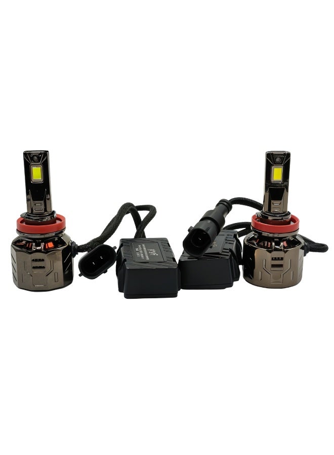 3 اكس ار مصابيح أمامية LED من 3XR طراز P130، نوع H11، 12 فولت، بتقنية CANBUS، بقوة 30000 لومن و260 واط، مجموعة مصابيح LED للسيارة، إضاءة بيضاء 6500 كلفن، مقاومة للماء بمعيار IP65، سطوع عالي، شعاع ضوئي مركز، مصنوعة من الألومنيوم المستخدم في صناعة الطائرات، عمر افتراضي طويل، سهلة التركيب، للاستخدام أثناء القيادة الليلية، إضاءة سيارات، قطع غيار لمصابيح الضباب. - Image 1