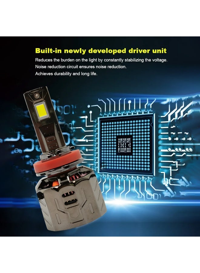 3 اكس ار مصابيح أمامية LED من 3XR طراز P130، نوع H11، 12 فولت، بتقنية CANBUS، بقوة 30000 لومن و260 واط، مجموعة مصابيح LED للسيارة، إضاءة بيضاء 6500 كلفن، مقاومة للماء بمعيار IP65، سطوع عالي، شعاع ضوئي مركز، مصنوعة من الألومنيوم المستخدم في صناعة الطائرات، عمر افتراضي طويل، سهلة التركيب، للاستخدام أثناء القيادة الليلية، إضاءة سيارات، قطع غيار لمصابيح الضباب. - Image 5