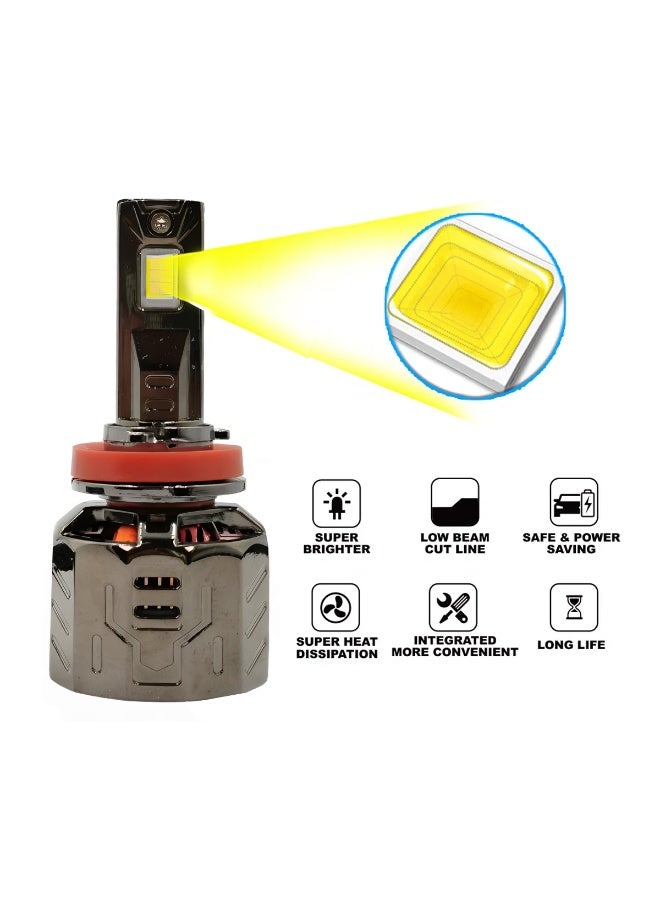 3 اكس ار مصابيح أمامية LED من 3XR طراز P130، نوع H11، 12 فولت، بتقنية CANBUS، بقوة 30000 لومن و260 واط، مجموعة مصابيح LED للسيارة، إضاءة بيضاء 6500 كلفن، مقاومة للماء بمعيار IP65، سطوع عالي، شعاع ضوئي مركز، مصنوعة من الألومنيوم المستخدم في صناعة الطائرات، عمر افتراضي طويل، سهلة التركيب، للاستخدام أثناء القيادة الليلية، إضاءة سيارات، قطع غيار لمصابيح الضباب. - Image 4