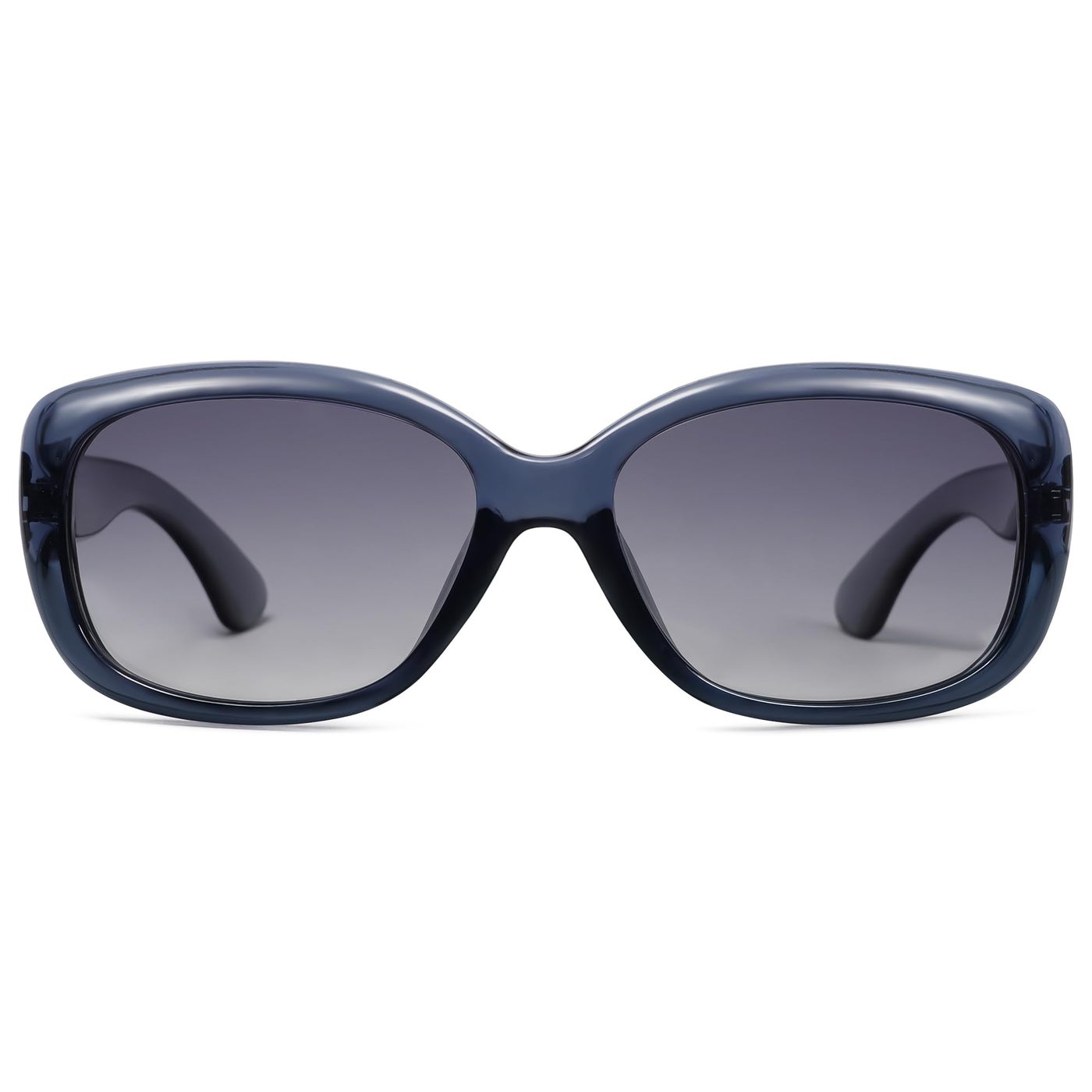 SOJOS Vintage Square Sunglasses for Women Polarized UV Protection Havana Frame SJ2111 Transparent blue Frame Gradient Blue Lens