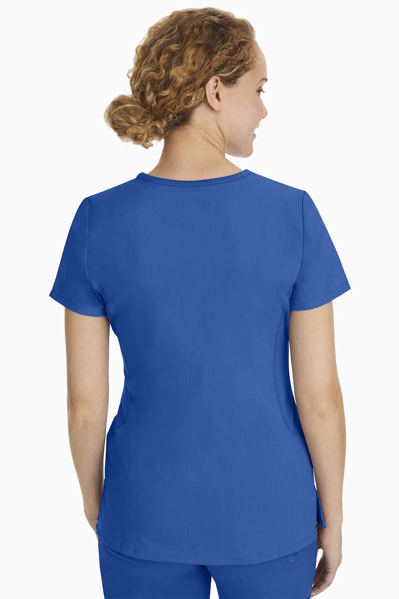 Healing Hands Women's Scrub Top V-Neck with 2 Pockets, 2-Way Stretch, and Yoga Knit Side Panels for Slim Fit - 2245, S, Royal - Image 2
