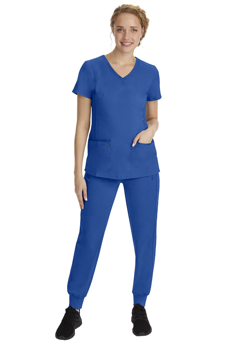 Healing Hands Women's Scrub Top V-Neck with 2 Pockets, 2-Way Stretch, and Yoga Knit Side Panels for Slim Fit - 2245, S, Royal - Image 3