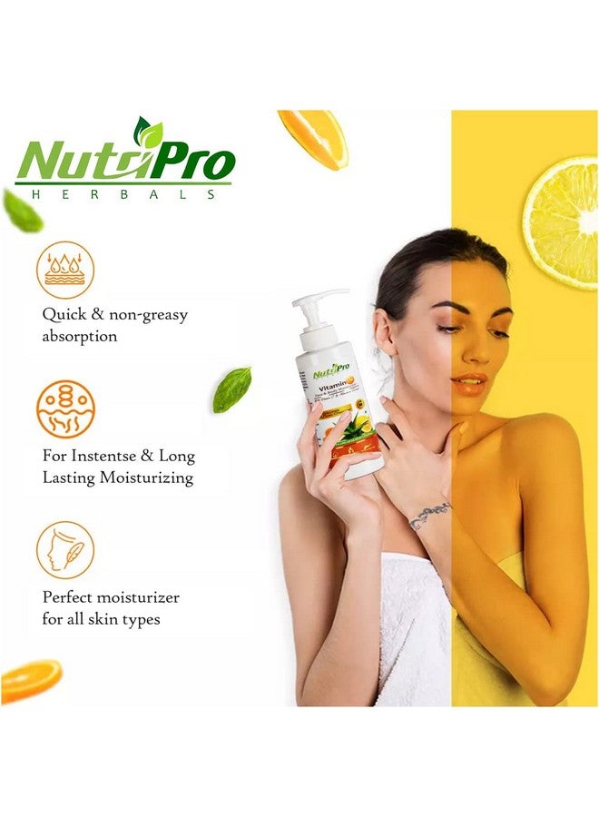 NutriPro Vitamin C Face & Body Moisturizer | With Vitamin C & Aloe Vera Extract | Non-Sticky Body Lotion for Women & Men| For Intense & Long Lasting | No Silicones Paraben Free (120ml) - Image 3