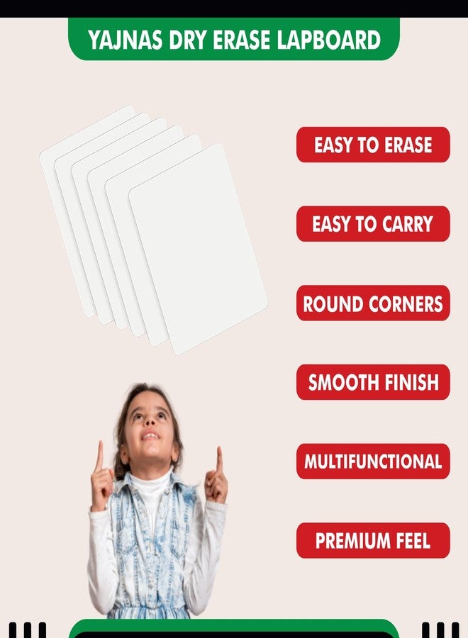 YAJNAS 9.5x13.5 Inch Whiteboard Lapboard with 2 Markers, 1 Duster Combo for Students, Kids - Dry Erase Lap Board Whiteboards - Pack of 2 Lapboard - Image 4