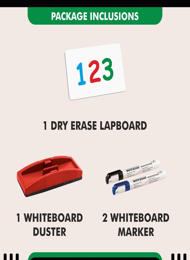 YAJNAS 9.5x13.5 Inch Whiteboard Lapboard with 2 Markers, 1 Duster Combo for Students, Kids - Dry Erase Lap Board Whiteboards - Pack of 2 Lapboard - Image 3