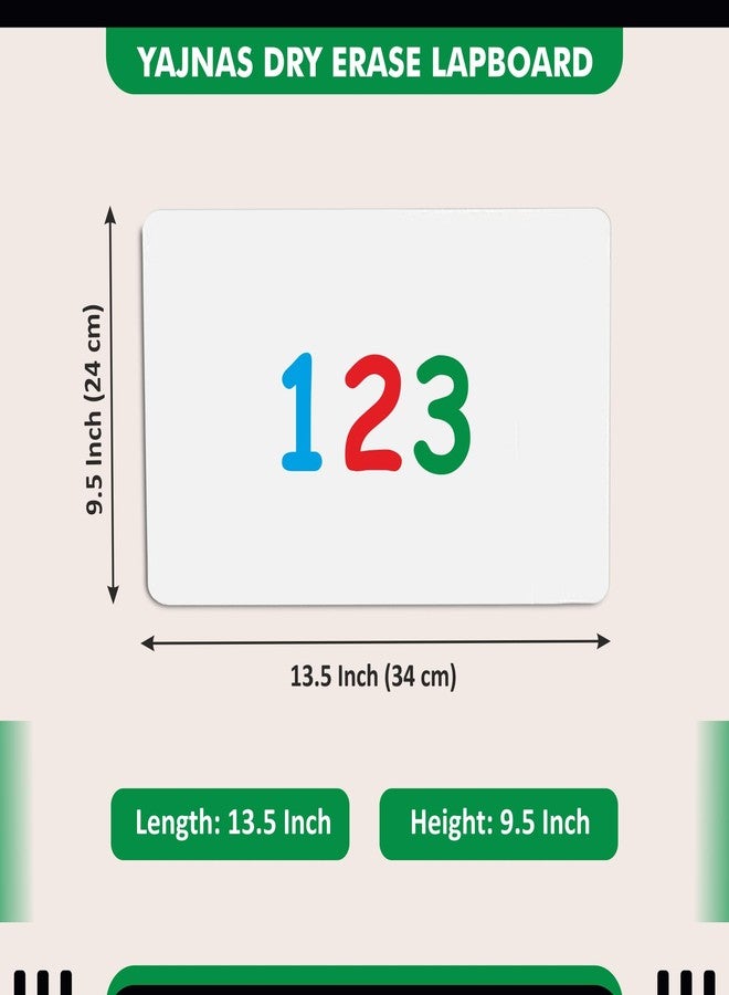 YAJNAS 9.5x13.5 Inch Whiteboard Lapboard with 2 Markers, 1 Duster Combo for Students, Kids - Dry Erase Lap Board Whiteboards - Pack of 2 Lapboard - Image 2