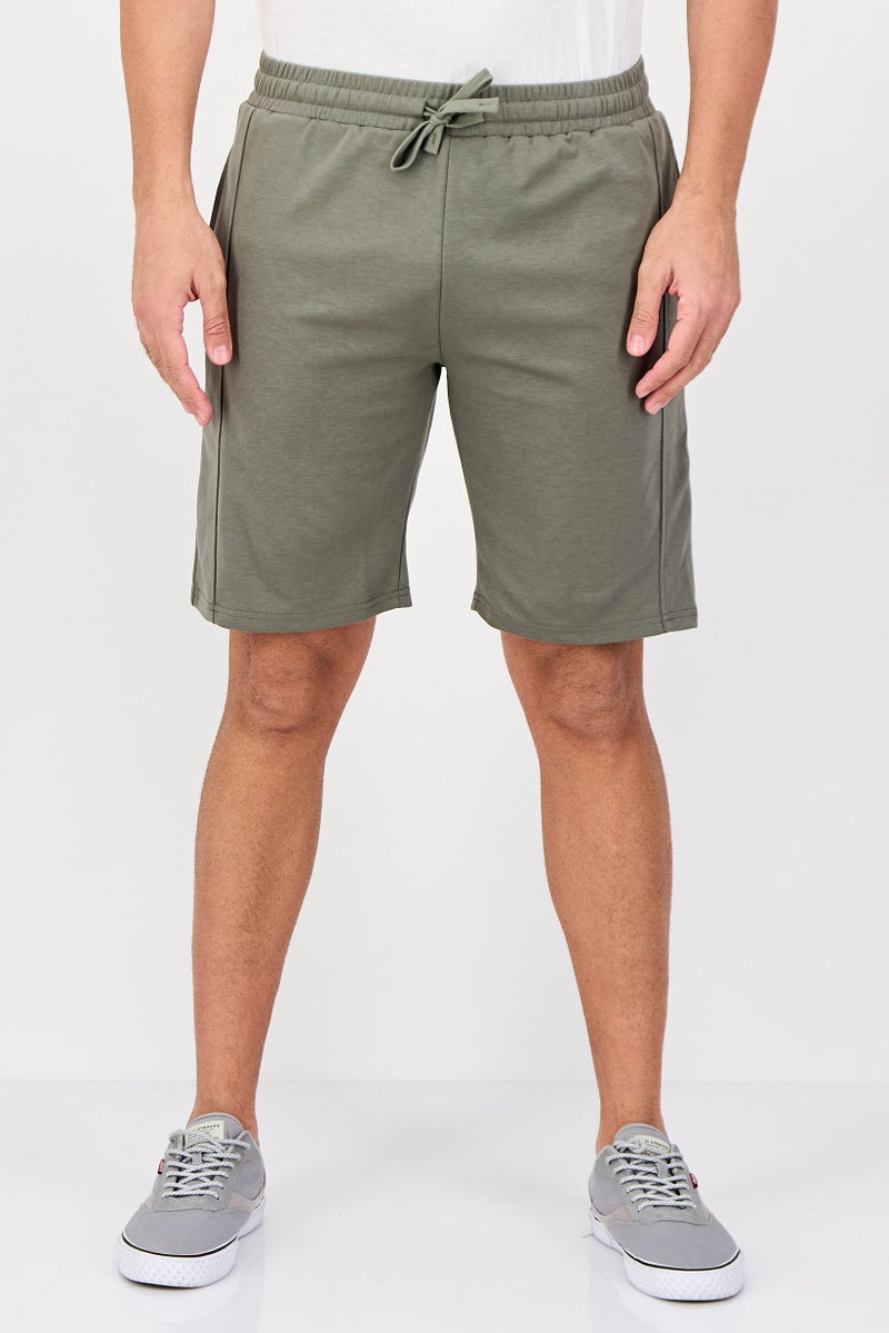 Aeropostale Men Solid Basic Shorts, Olive - Image 1