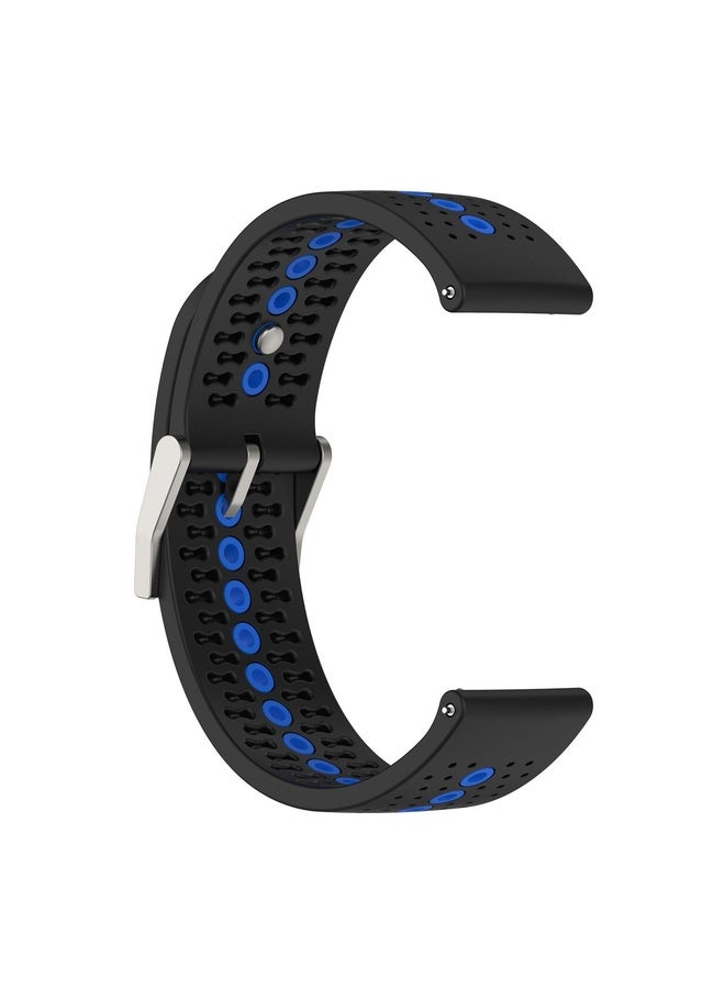 HuHa For Suunto Run / Race S Colorful Hole Silicone Watch Band(Black Blue) - Image 4