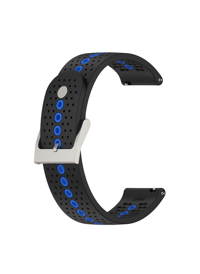 HuHa For Suunto Run / Race S Colorful Hole Silicone Watch Band(Black Blue) - Image 3