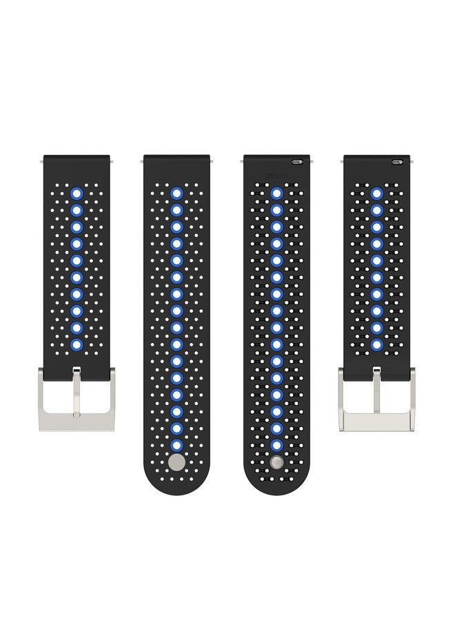 HuHa For Suunto Run / Race S Colorful Hole Silicone Watch Band(Black Blue) - Image 5