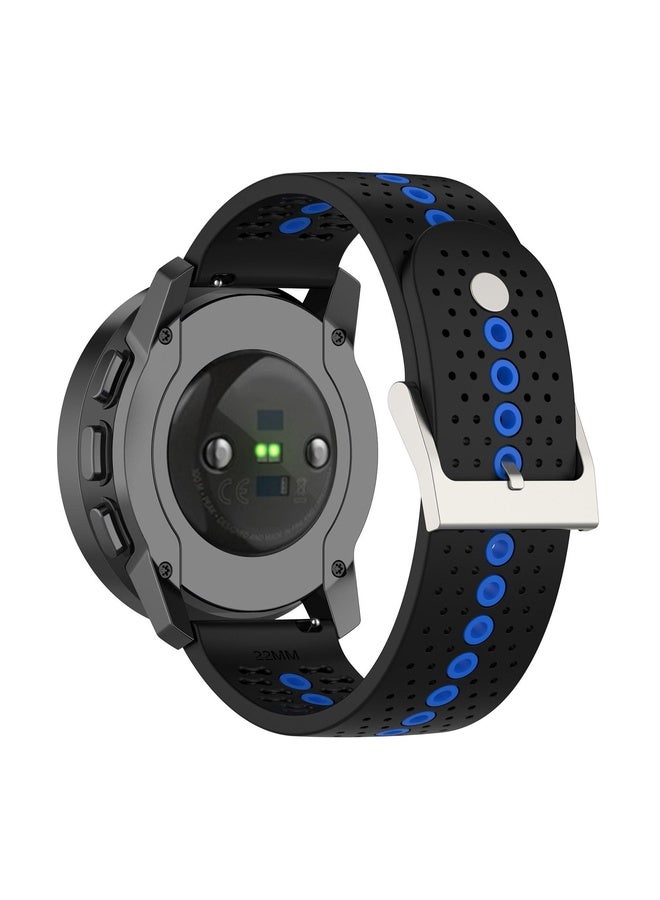 HuHa For Suunto Run / Race S Colorful Hole Silicone Watch Band(Black Blue) - Image 2