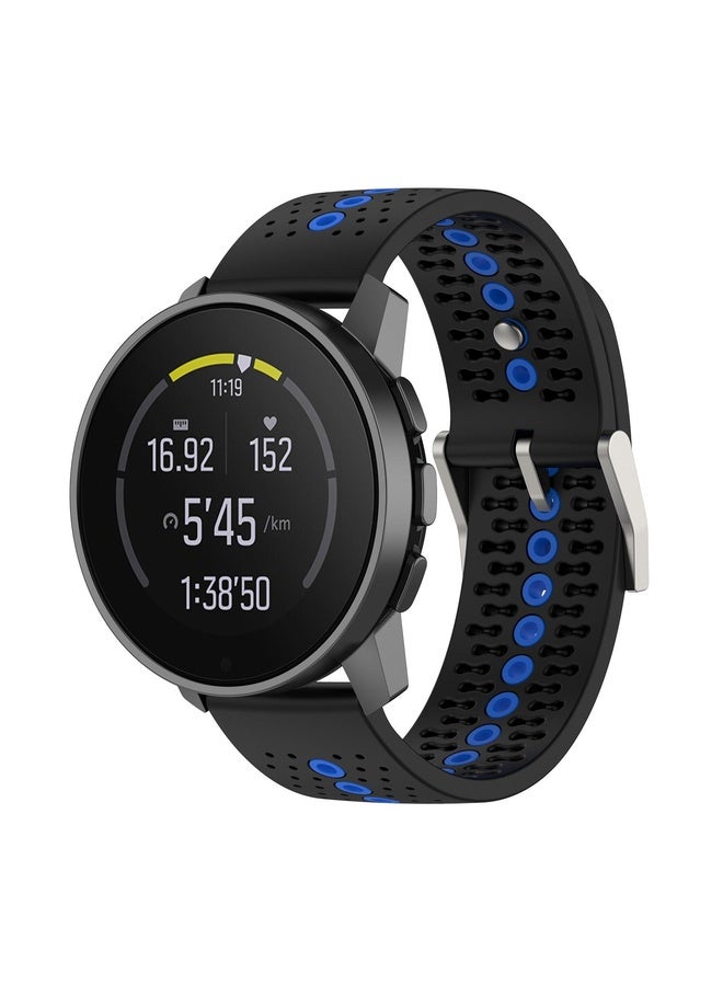 HuHa For Suunto Run / Race S Colorful Hole Silicone Watch Band(Black Blue) - Image 1