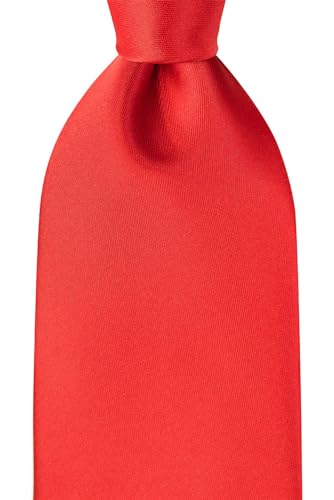 KissTies Mens True Red Tie Solid Satin Necktie Wedding Ties + Gift Box - Image 2