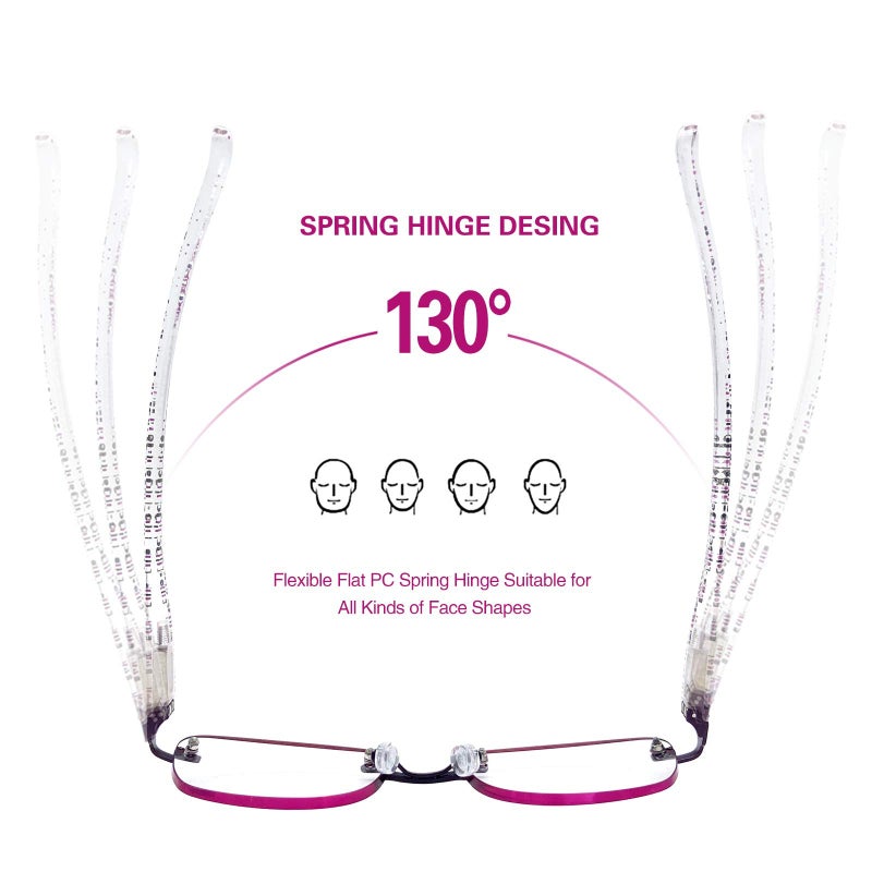 Feivsn 3-Pack Rimless Reading Glasses For Women  Lightweight Spring Hinge Readers  Classic Elegant Artistic Eyeglasses Uv 400 (Red 2.0 Etc) - Image 4