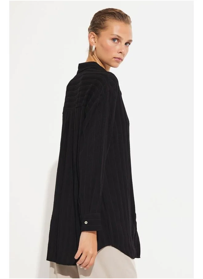 جون June Exclusive Long Striped Shirt