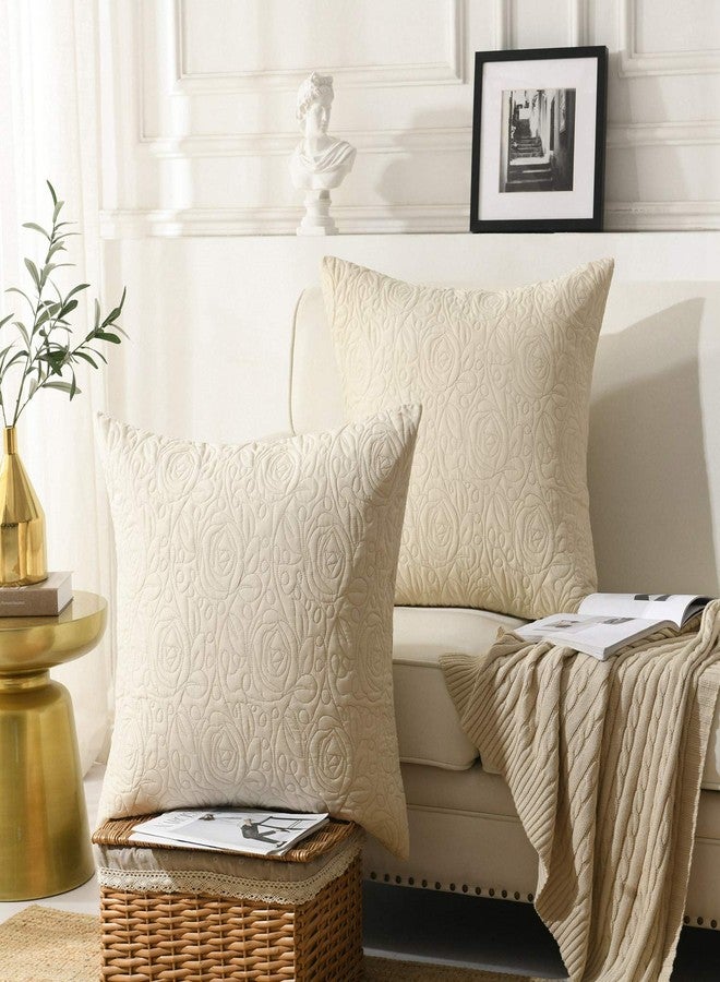 MarCielo 2 Pack Throw Pillow Covers Euro Sham Covers (26"X26", Beige) - Image 1