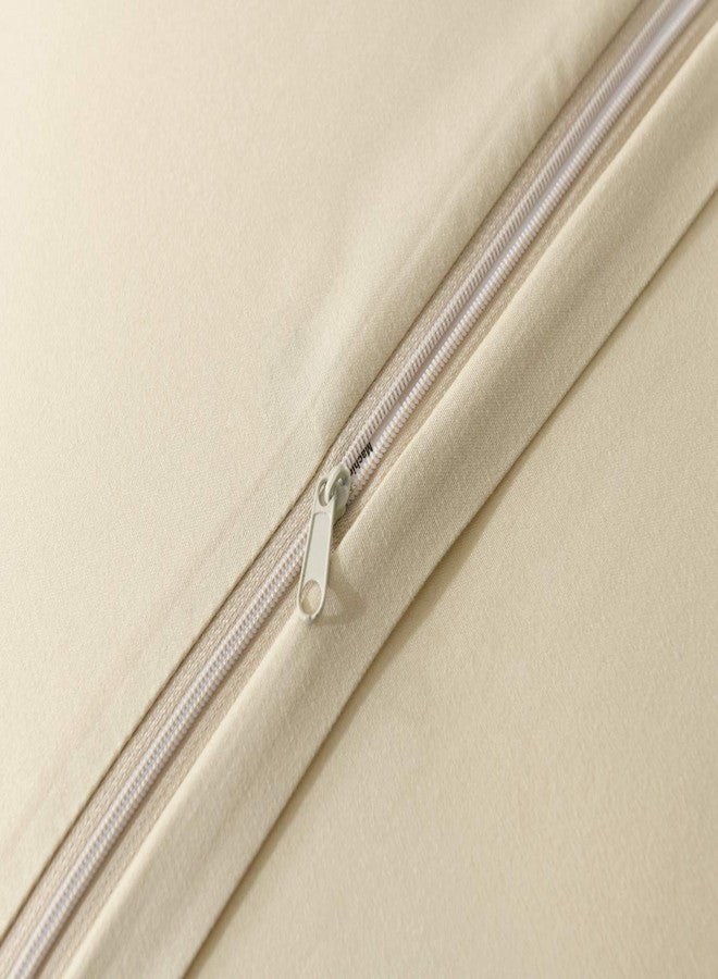 MarCielo 2 Pack Throw Pillow Covers Euro Sham Covers (26"X26", Beige) - Image 4