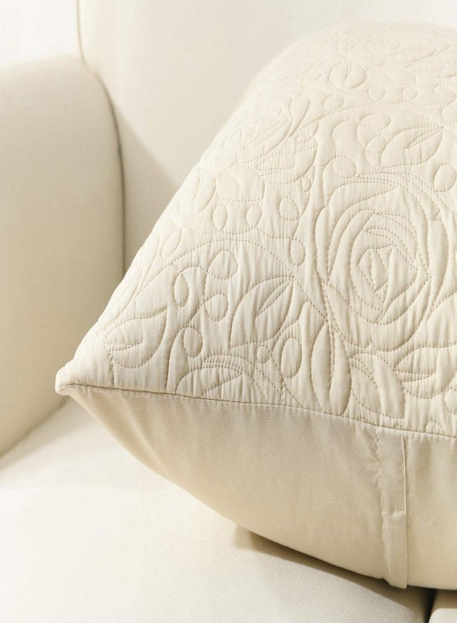 MarCielo 2 Pack Throw Pillow Covers Euro Sham Covers (26"X26", Beige) - Image 3